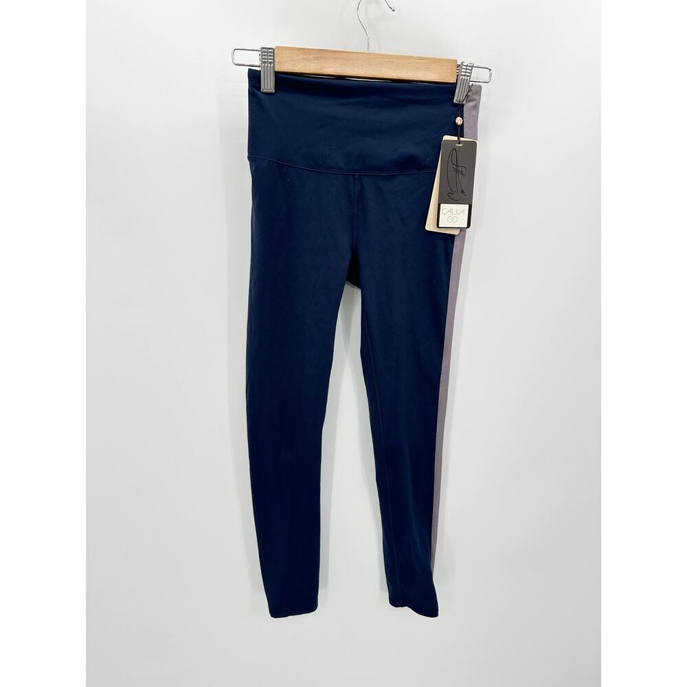 CALIA Energize High Rise Stripe 7/8 Leggings XS Blue Dark Ocean WAX32175